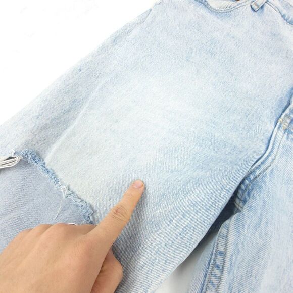 ABERCROMBIE 90s Relaxed Jeans High Rise Clean Girl Wide Distressed Light Wash 33 - Picture 7 of 10